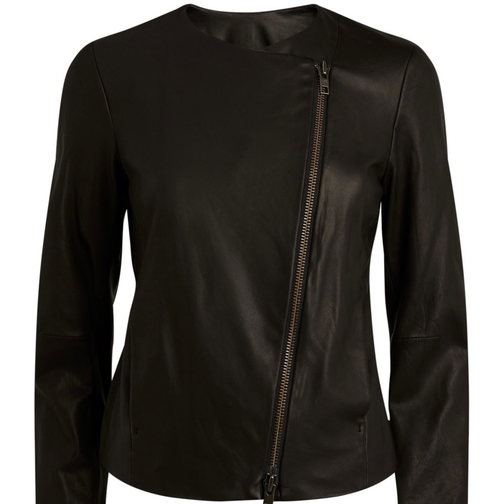 Vince Black Leather Jacket. Collarless. NWT. Gorgeous buttery leather.